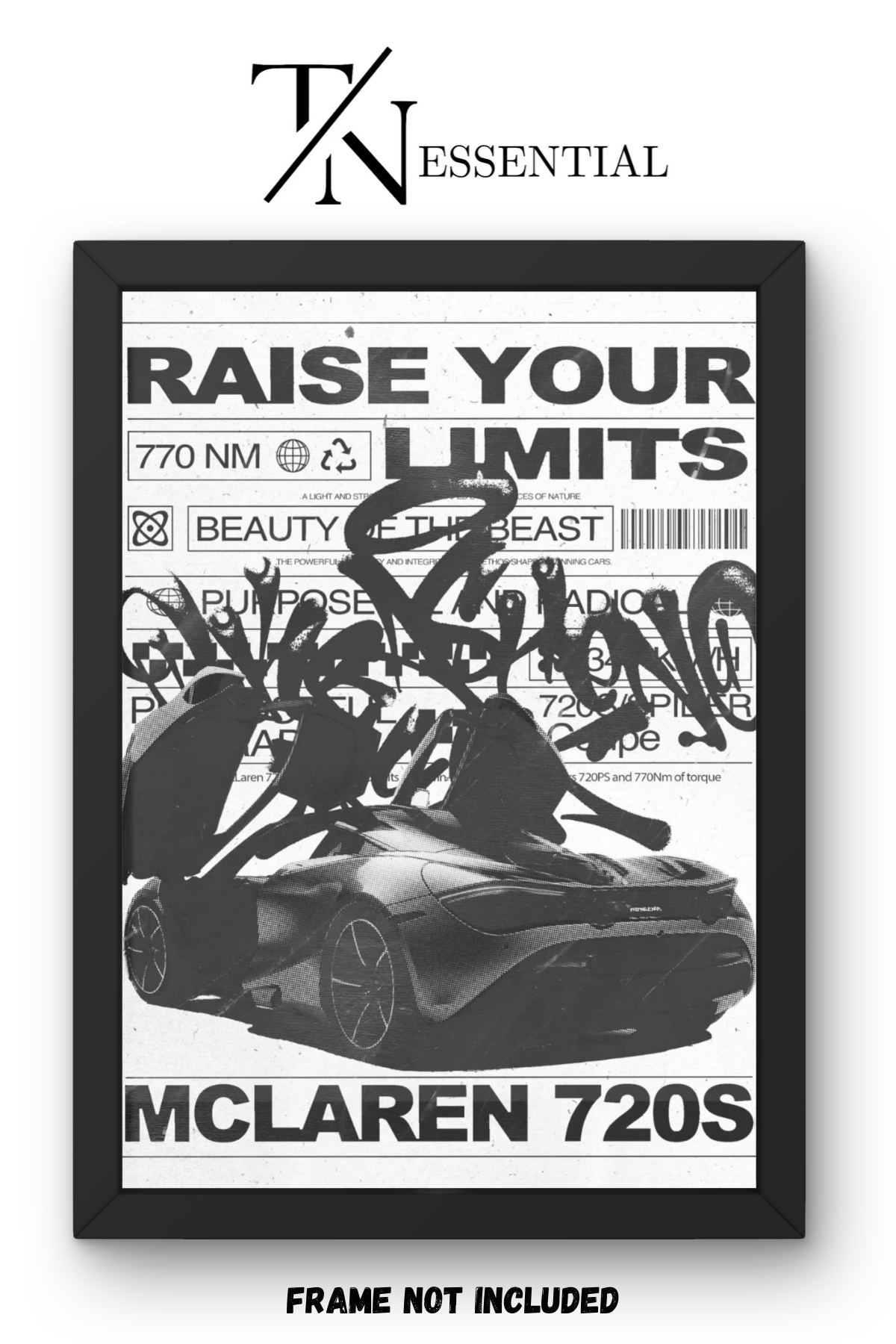 MCLAREN 720S SUPERCAR STREET ART CANVAS POSTER