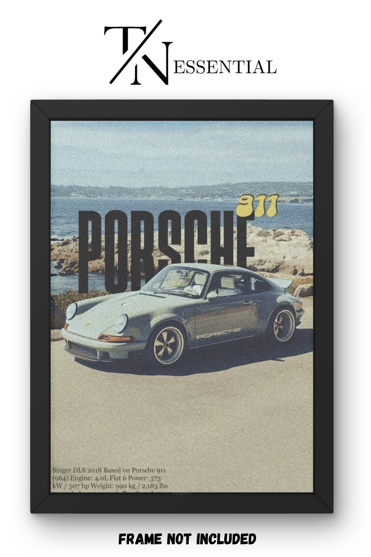 PORSCHE 911 RETRO OCEAN DRIVE CANVAS POSTER