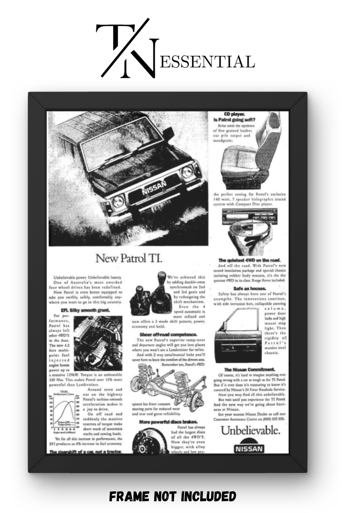 NISSAN PATROL RETRO SUV TECH SPECS CANVAS POSTER