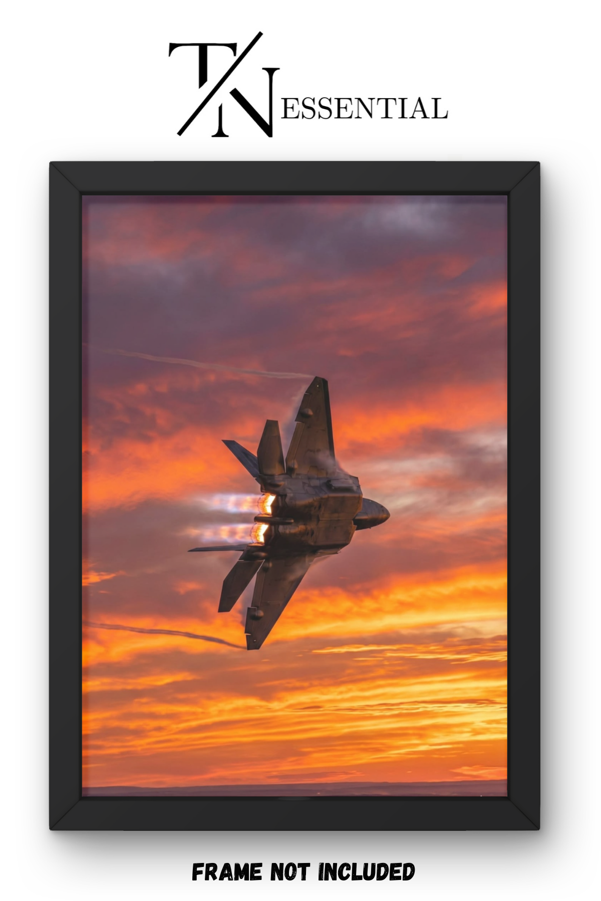 STEALTH FIGHTER JET SUNSET AFTERBURNER CANVAS POSTER
