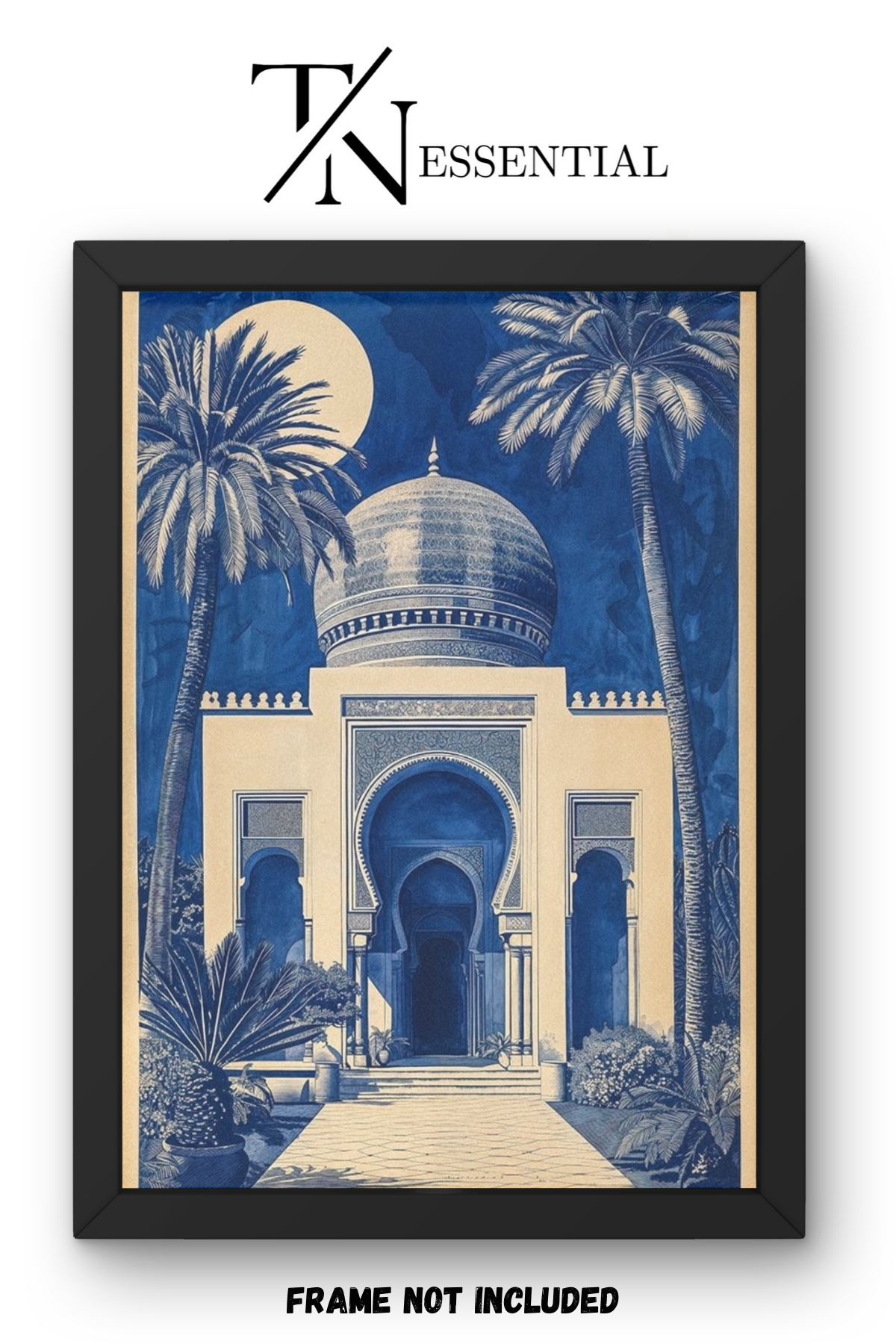 MOROCCAN MOSQUE BLUE NIGHT ARCHITECTURE CANVAS POSTER