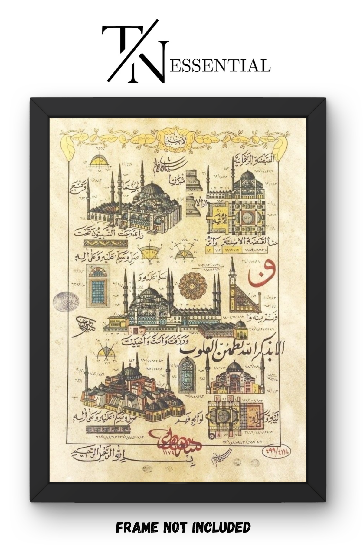 HISTORICAL MOSQUE DESIGN ILLUSTRATION CANVAS POSTER