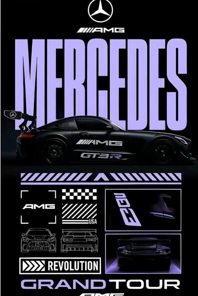 MERCEDES AMG GT3R GRAND TOUR CANVAS POSTER