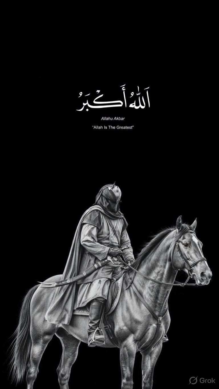 ALLAHU AKBAR HORSEMAN ISLAMIC CANVAS POSTER