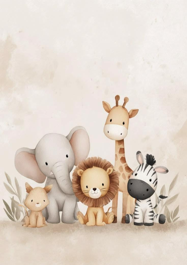 CUTE JUNGLE ANIMALS CANVAS POSTER