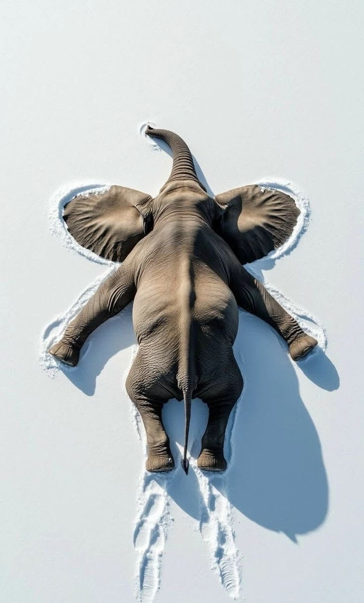 ELEPHANT SNOW ANGEL CANVAS POSTER