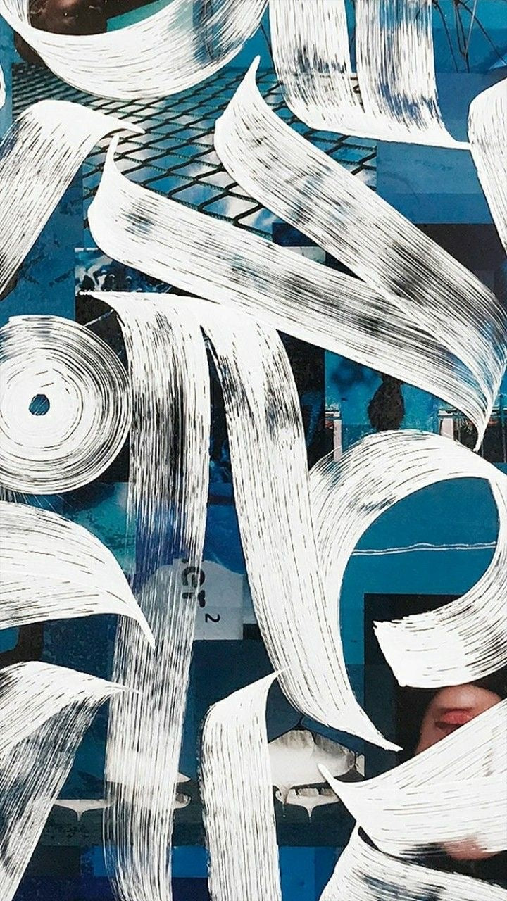 BLUE AND WHITE ABSTRACT CANVAS POSTER