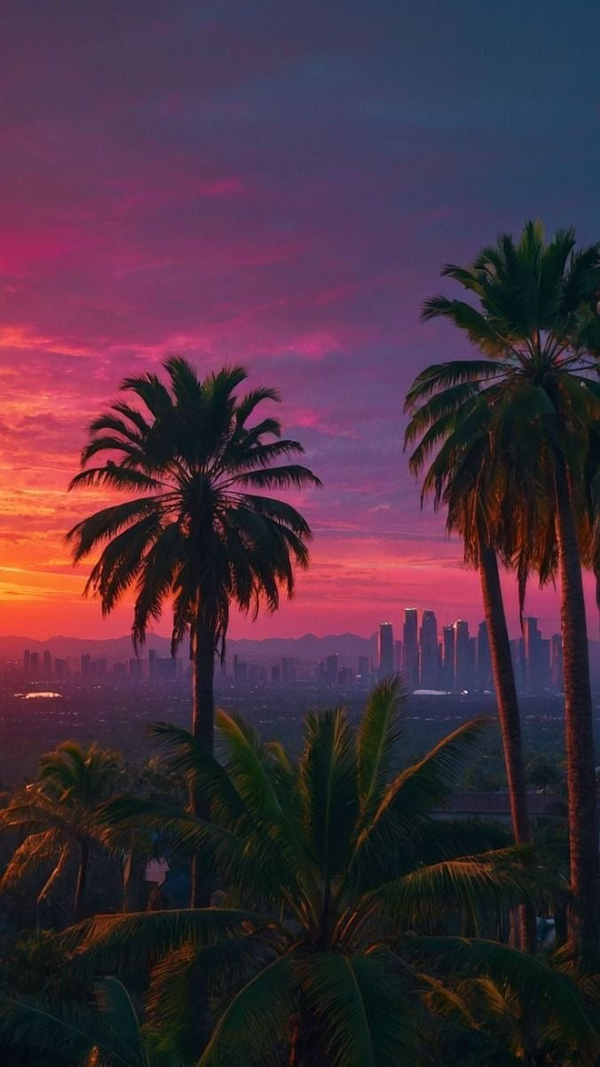 LOS ANGELES PURPLE SKY CANVAS POSTER