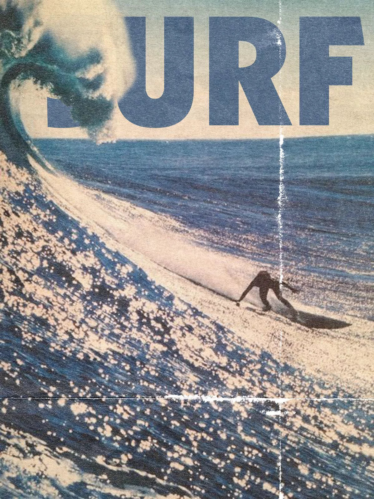 VINTAGE SURF WAVE CANVAS POSTER