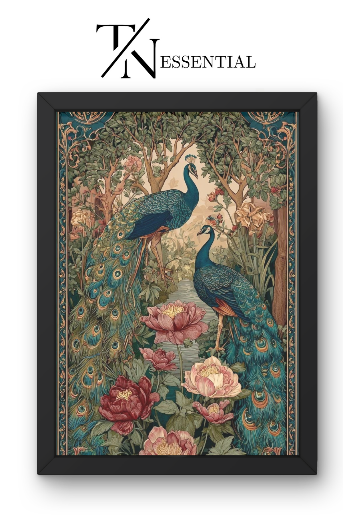 ELEGANT PEACOCK GARDEN ART CANVAS POSTER
