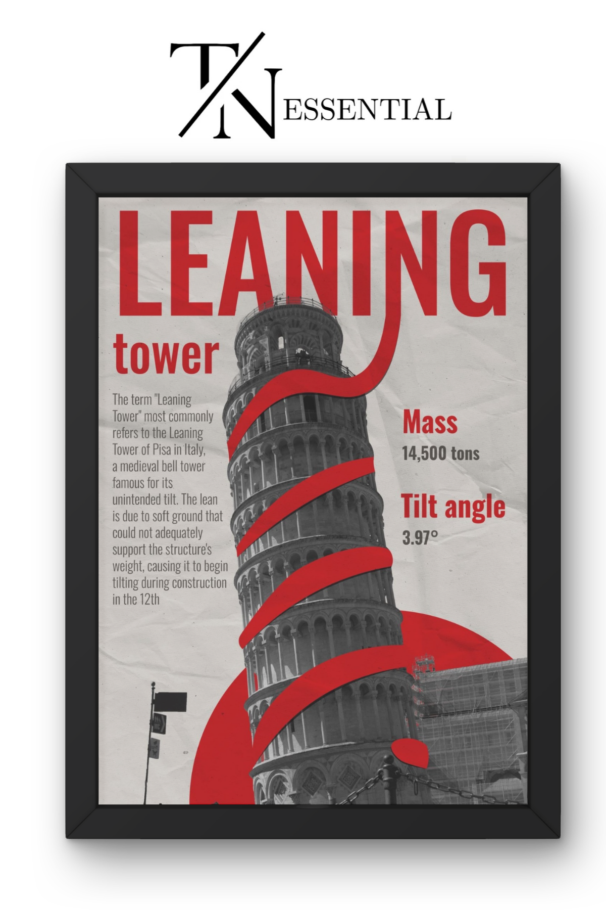 ITALY LANDMARK LEANING TOWER ART CANVAS POSTER