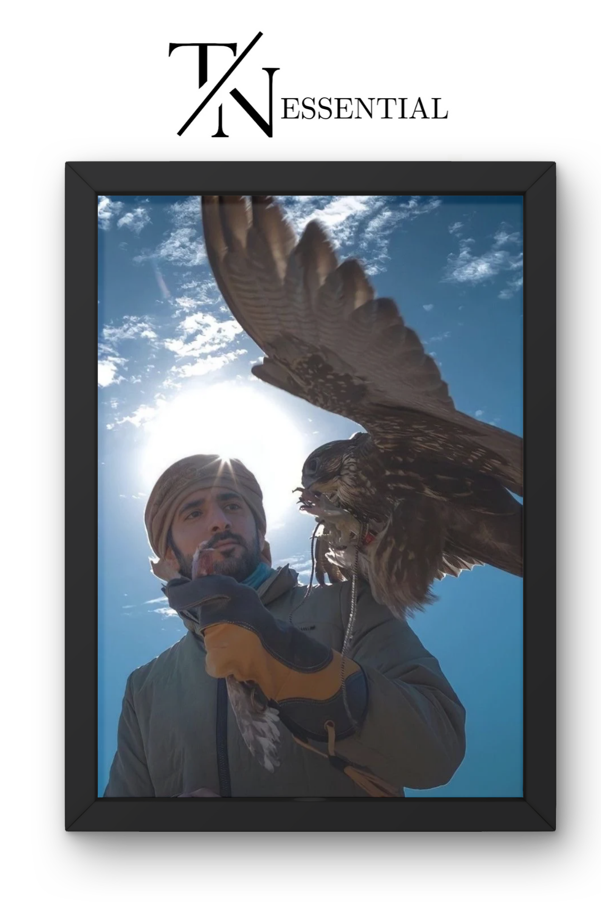 HH SHEIKH HAMDAN BIN MOHAMMED AL MAKTOUM DESERT FALCONRY CANVAS POSTER