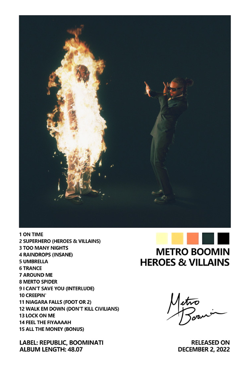 METRO BOOMIN " HEROES AND VILLIANS " CANVAS POSTER