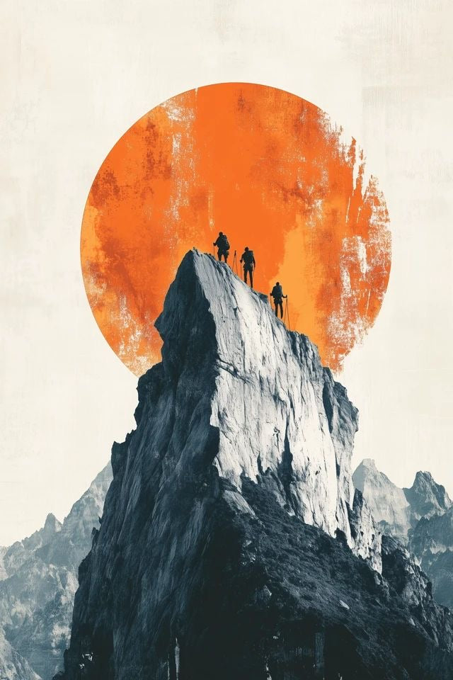 ORANGE SUN MOUNTAIN CANVAS POSTER