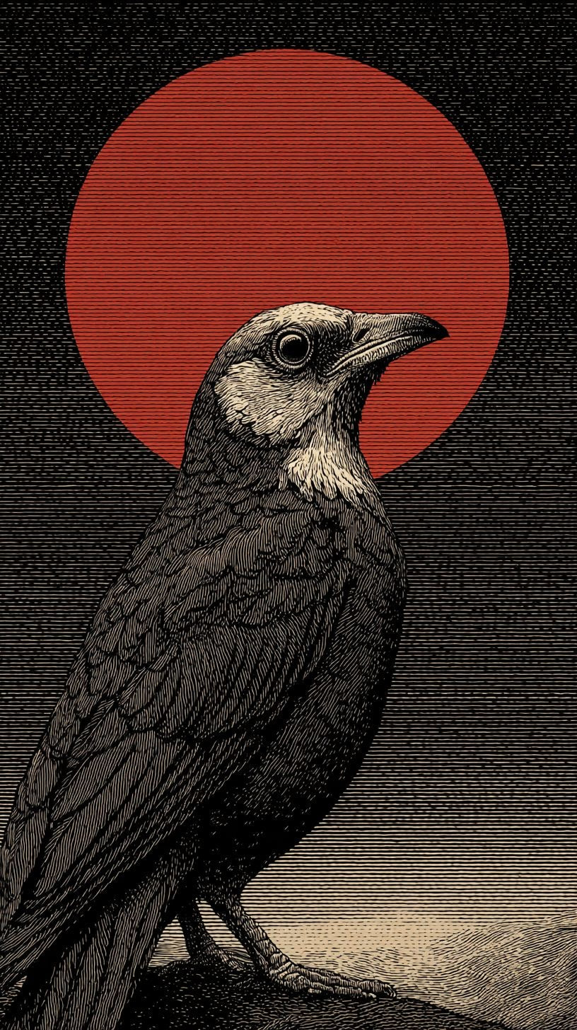 VINTAGE RAVEN PORTRAIT CANVAS POSTER