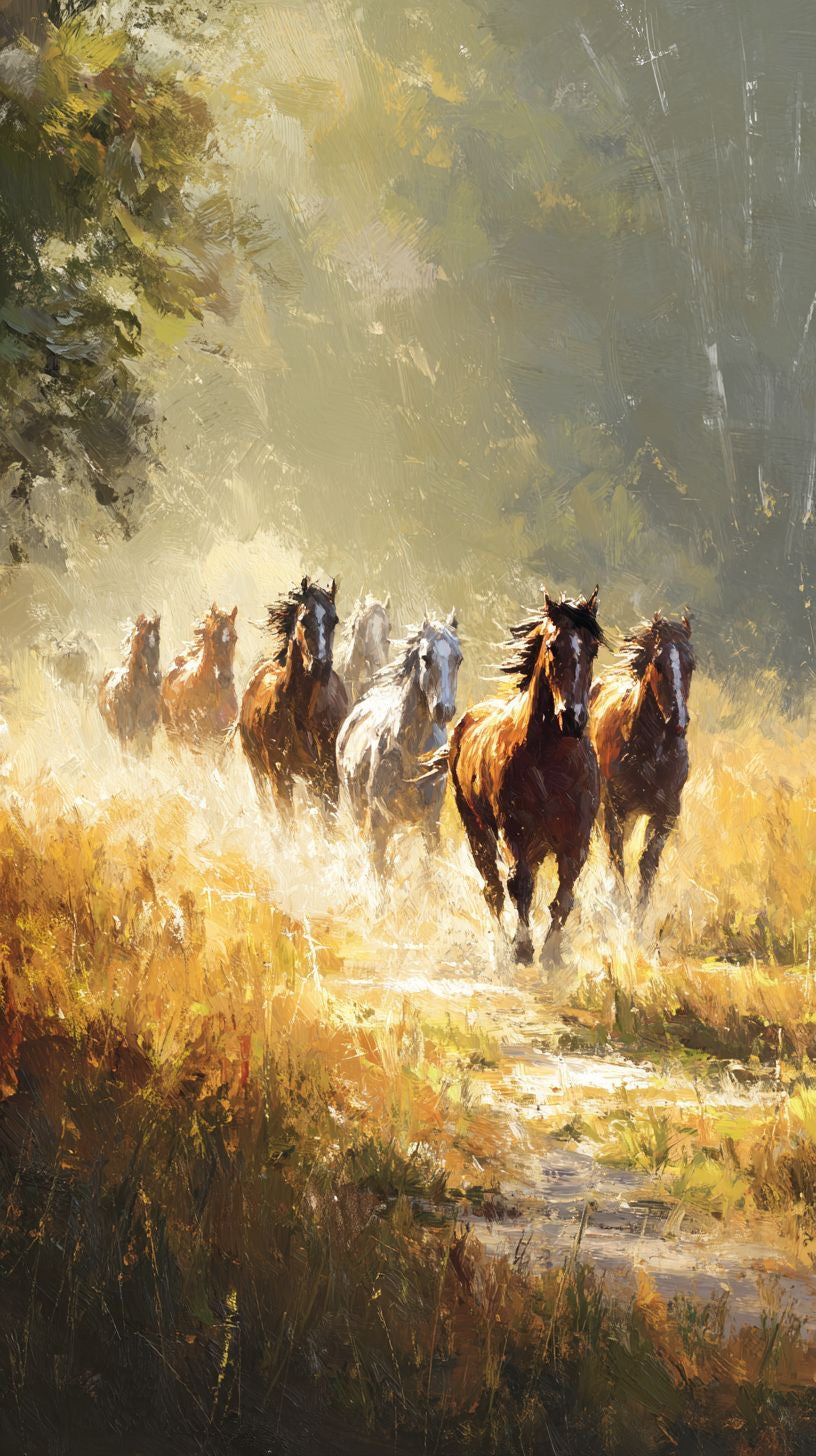 WILD HORSE RUN CANVAS POSTER