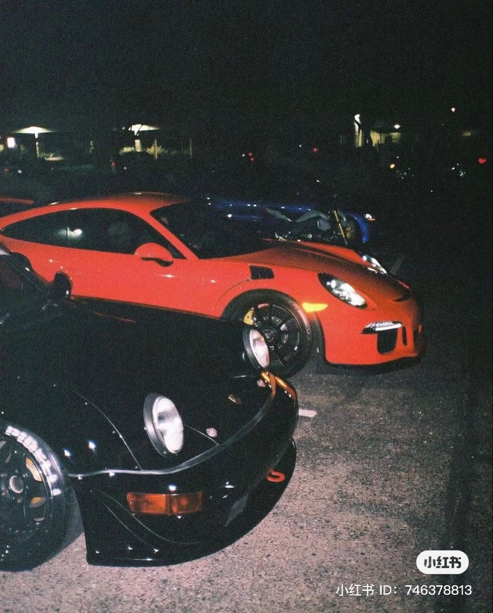 PORSCHE 911 NIGHT CAR MEET AESTHETIC CANVAS POSTER