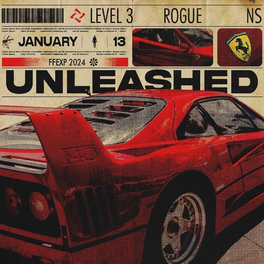 FERRARI F40 VINTAGE RACING STYLE CANVAS POSTER