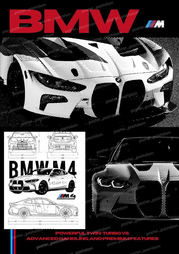 BMW M4 PERFORMANCE MACHINE CANVAS POSTER