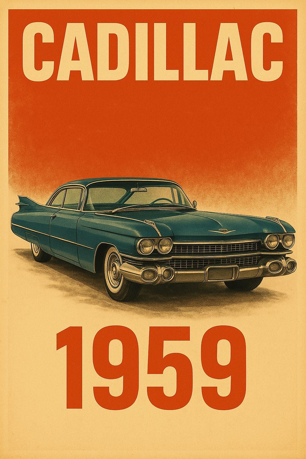 CADILLAC 1959 VINTAGE LUXURY CAR CANVAS POSTER