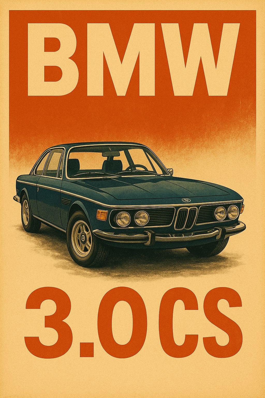 BMW 3.0 CS VINTAGE PERFORMANCE CANVAS POSTER