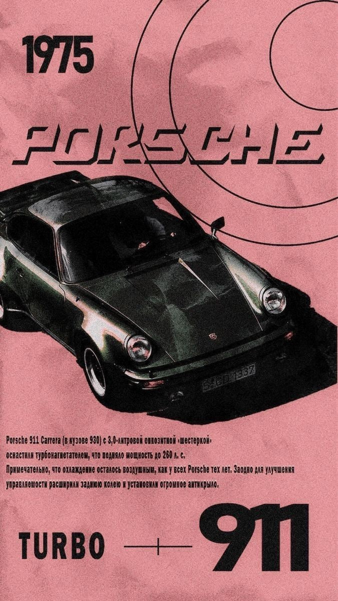 PORSCHE 911 CLASSIC TURBO ART CANVAS POSTER