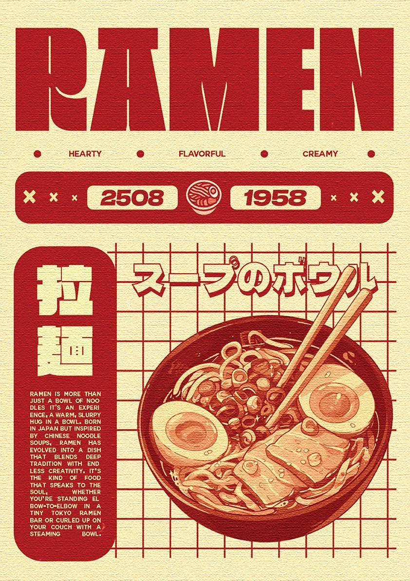 AESTHETIC ASIAN RAMEN ADVERTISMENT CANVAS POSTER