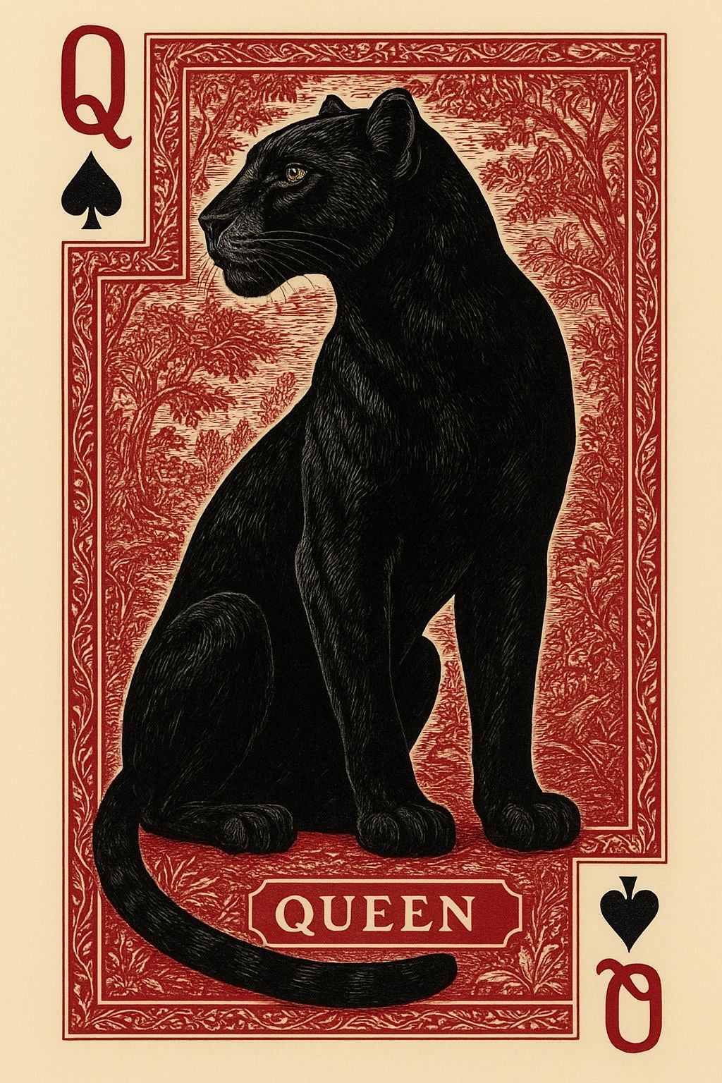 VINTAGE BLACK PANTHER QUEEN CARD CANVAS POSTER