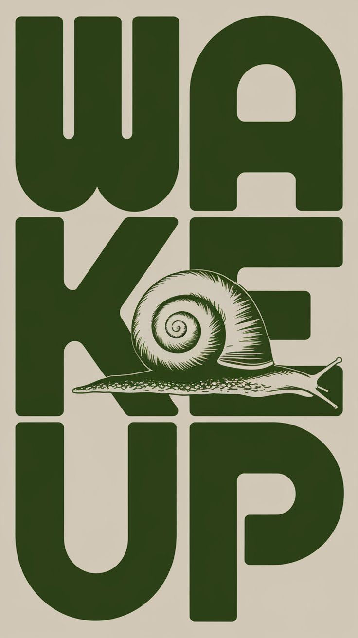 RETRO WAKE UP SNAIL CANVAS POSTER