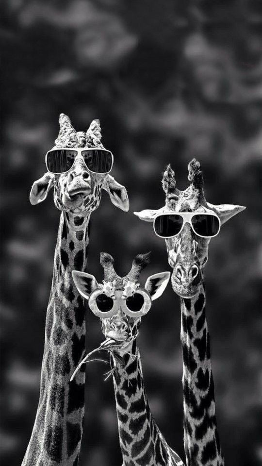 FUNNY GIRAFFES WITH SUNGLASSES CANVAS POSTER