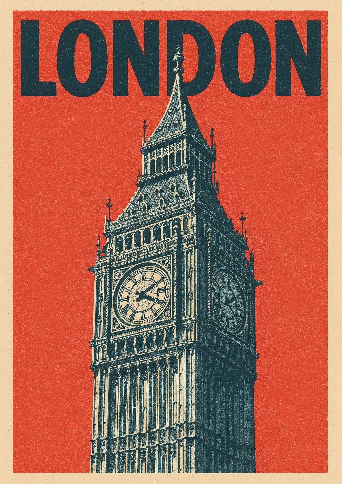 TOWER OF LONDON " BIG BEN " CANVAS POSTER