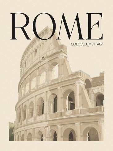 ROME COLOSSEUM ITALY VINTAGE TRAVEL CANVAS POSTER