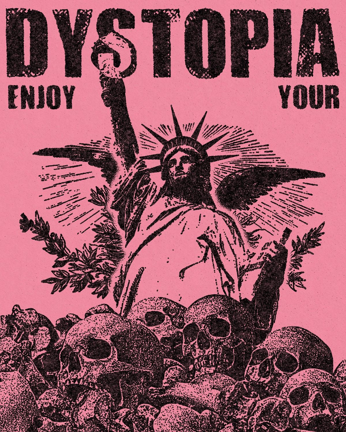 STATUE OF LIBERTY SKULLS DYSTOPIAN ART CANVAS POSTER