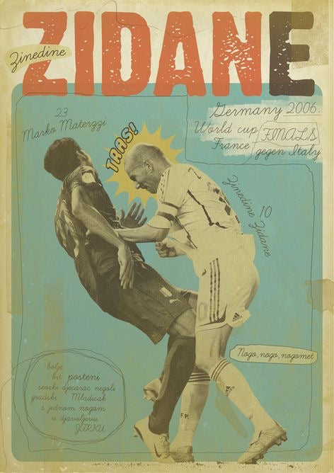 ZINEDINE ZIDANE VS MATERAZZI ICONIC MOMENT CANVAS POSTER