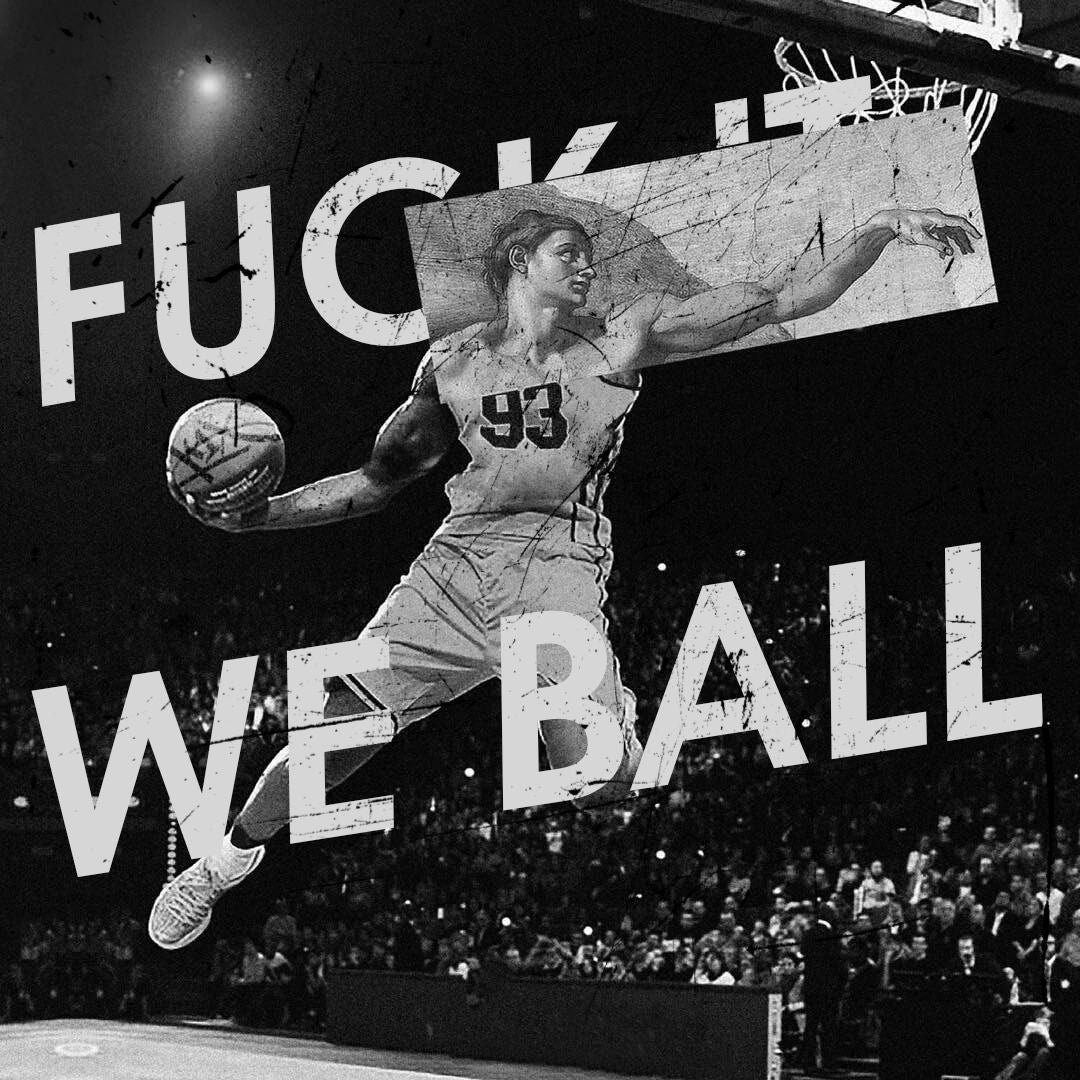 ALL IN NO FEAR WE BALL ELITE ATHLETE MOTIVATION CANVAS POSTER