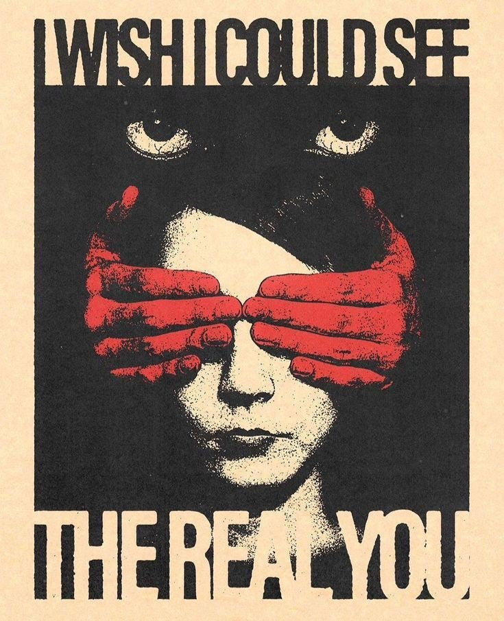 “I Wish I Could See the Real You” Vintage Surreal Canvas Poster