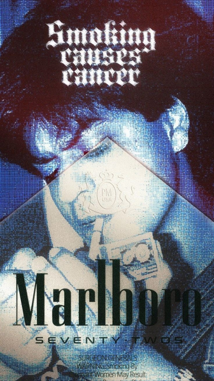 MARLBORO SEVENTY TWO RETRO SMOKING WARNING AESTHETIC CANVAS POSTER
