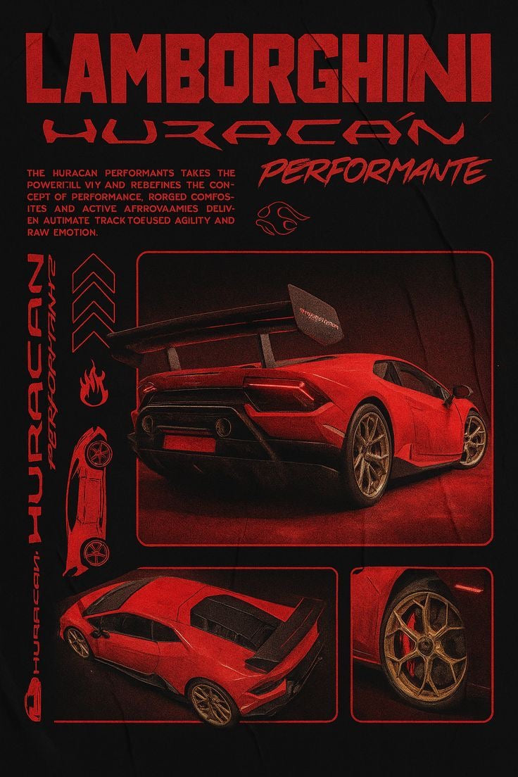 LAMBORGHINI HURACÁN PERFORMANTE SUPERCAR CANVAS POSTER