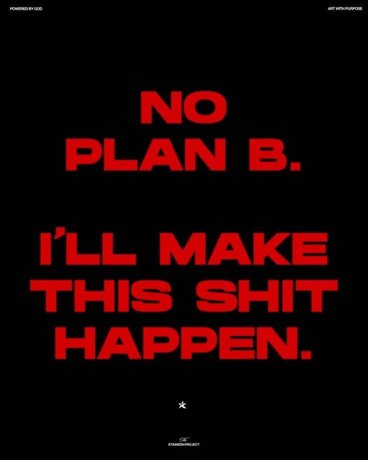 NO PLAN B BOLD RED MOTIVATION CANVAS POSTER