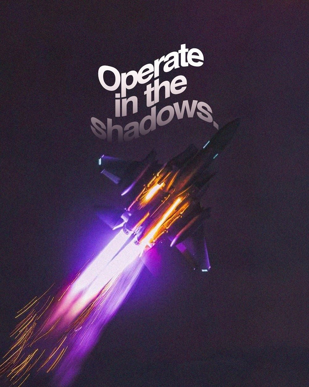 OPERATE IN THE SHADOWS NIGHT FLIGHT MILITARY JET CANVAS POSTER