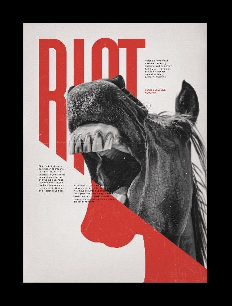 UNTAMED RIOT HORSE MODERN GRAPHIC CANVAS POSTER