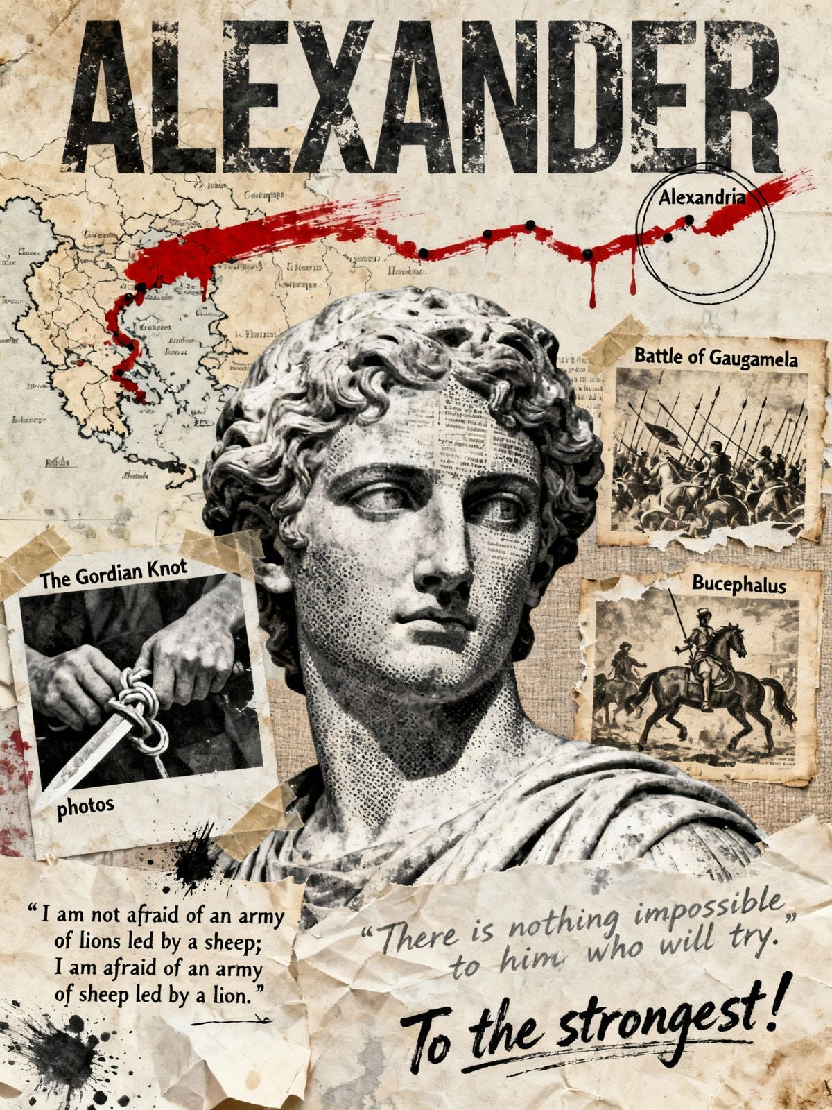 ALEXANDER THE GREAT EMPIRE CONQUEROR HISTORICAL LEGEND CANVAS POSTER