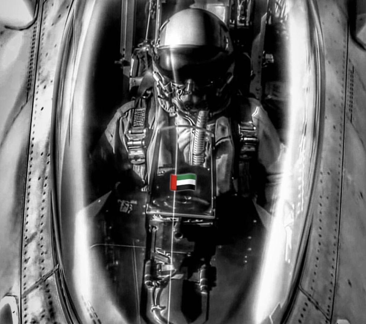 EMIRATI JET PILOT BLACK AND WHITE AIR FORCE CANVAS POSTER