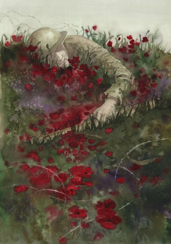 THE SILENT REST SOLDIER AMONG POPPIES WAR TRIBUTE CANVAS POSTER