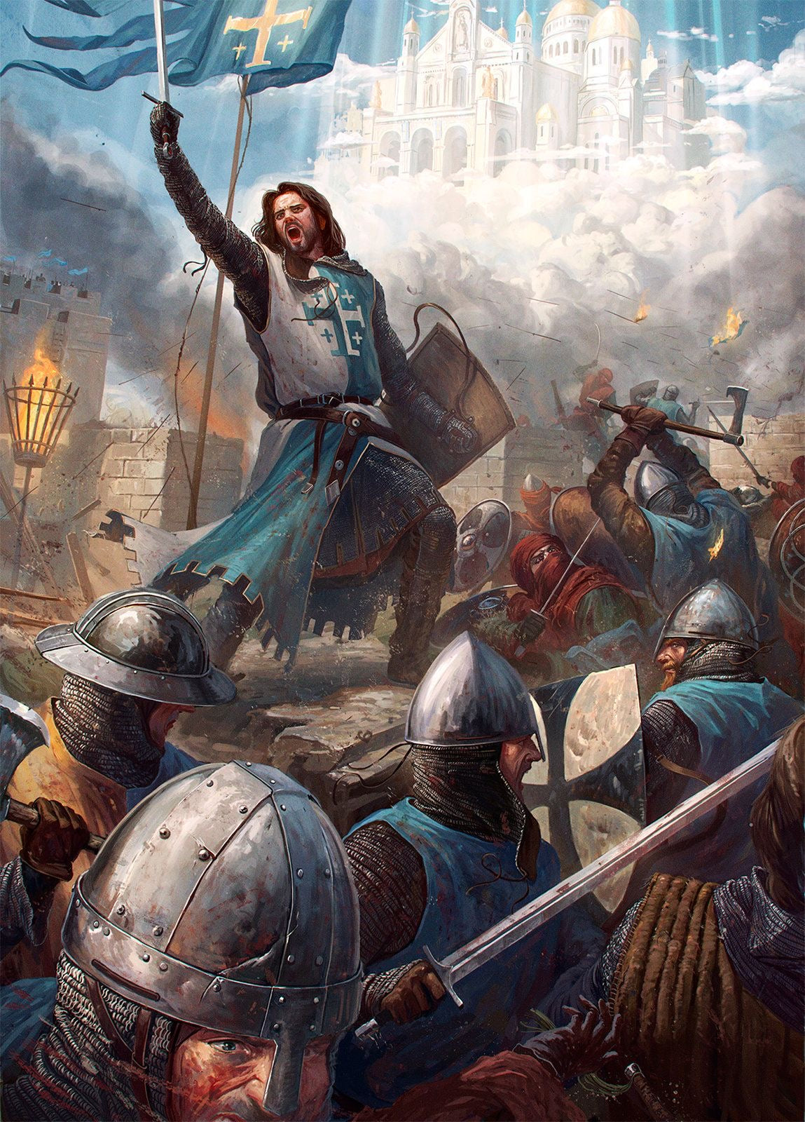 MEDIEVAL CRUSADE GLORY FAITH AND STEEL BATTLEFIELD CANVAS POSTER