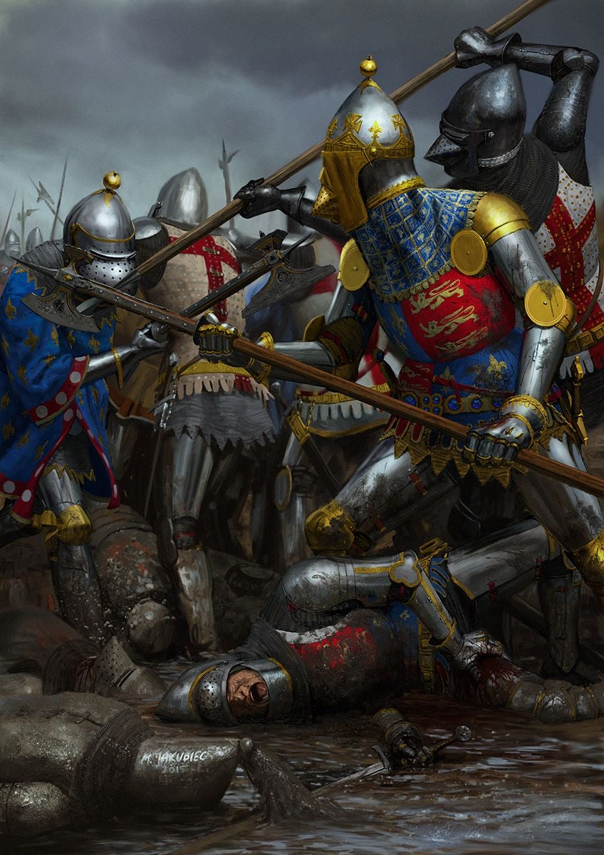 MEDIEVAL KNIGHT BATTLE CLASH STEEL AND HONOR WAR SCENE CANVAS POSTER