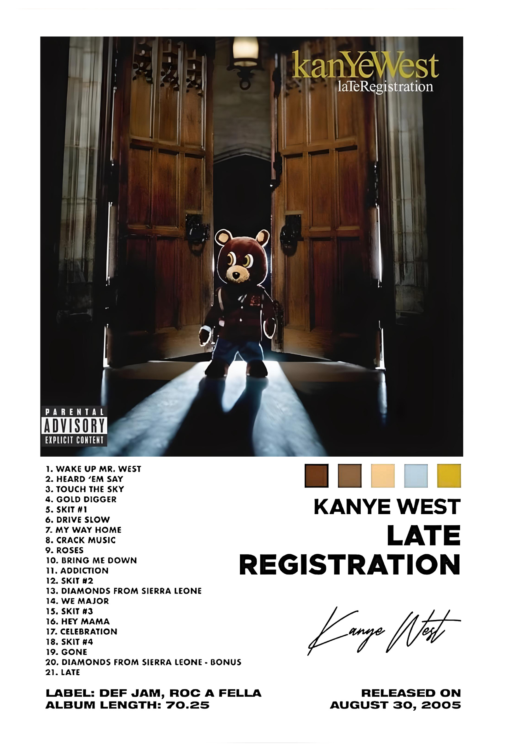 KANYE WEST " LATE REGISTRATION " CANVAS POSTER