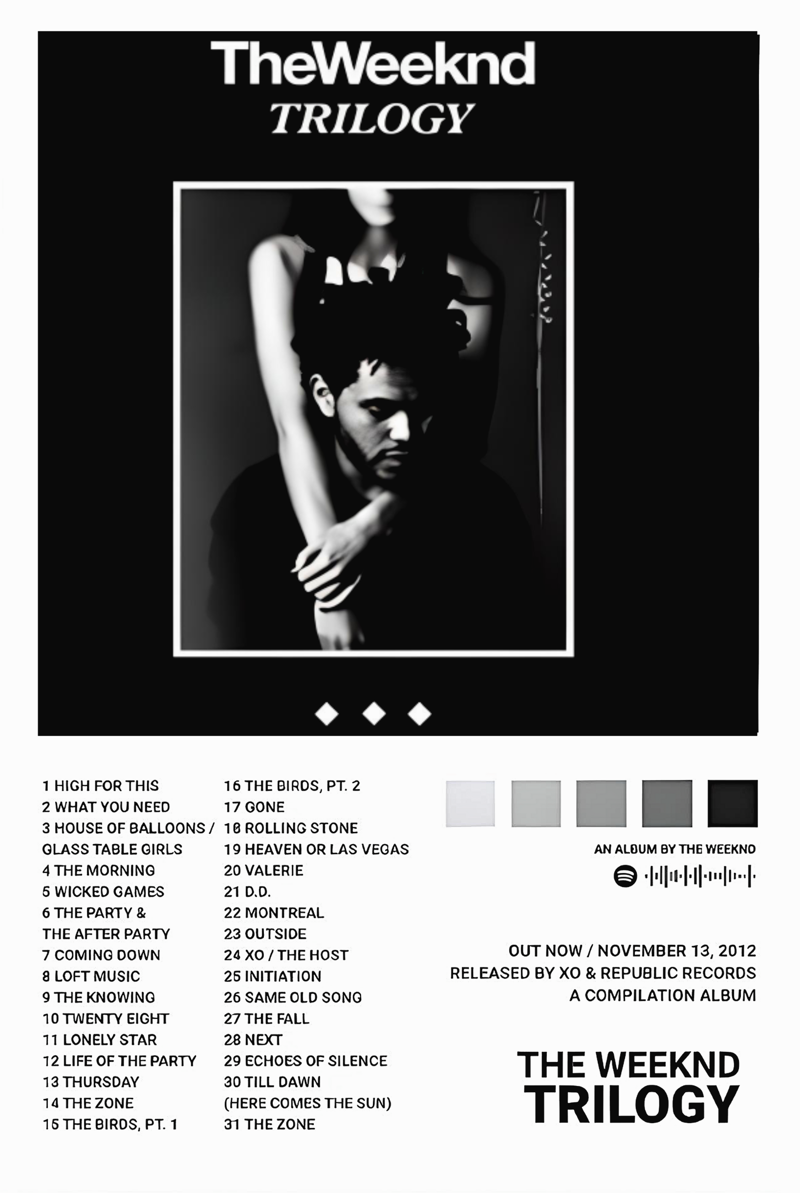 THE WEEKND " TRILOGY " CANVAS POSTER