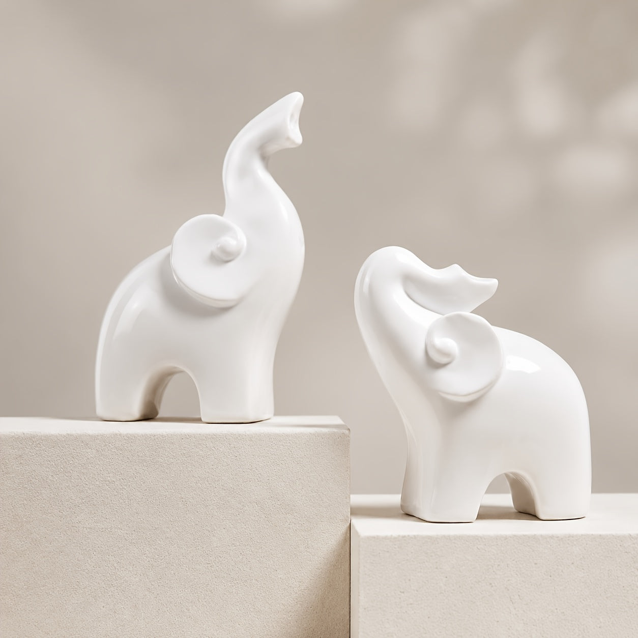 Tnessential Little White Elephant Modern Minimalist Resin Decorative 3D Decor