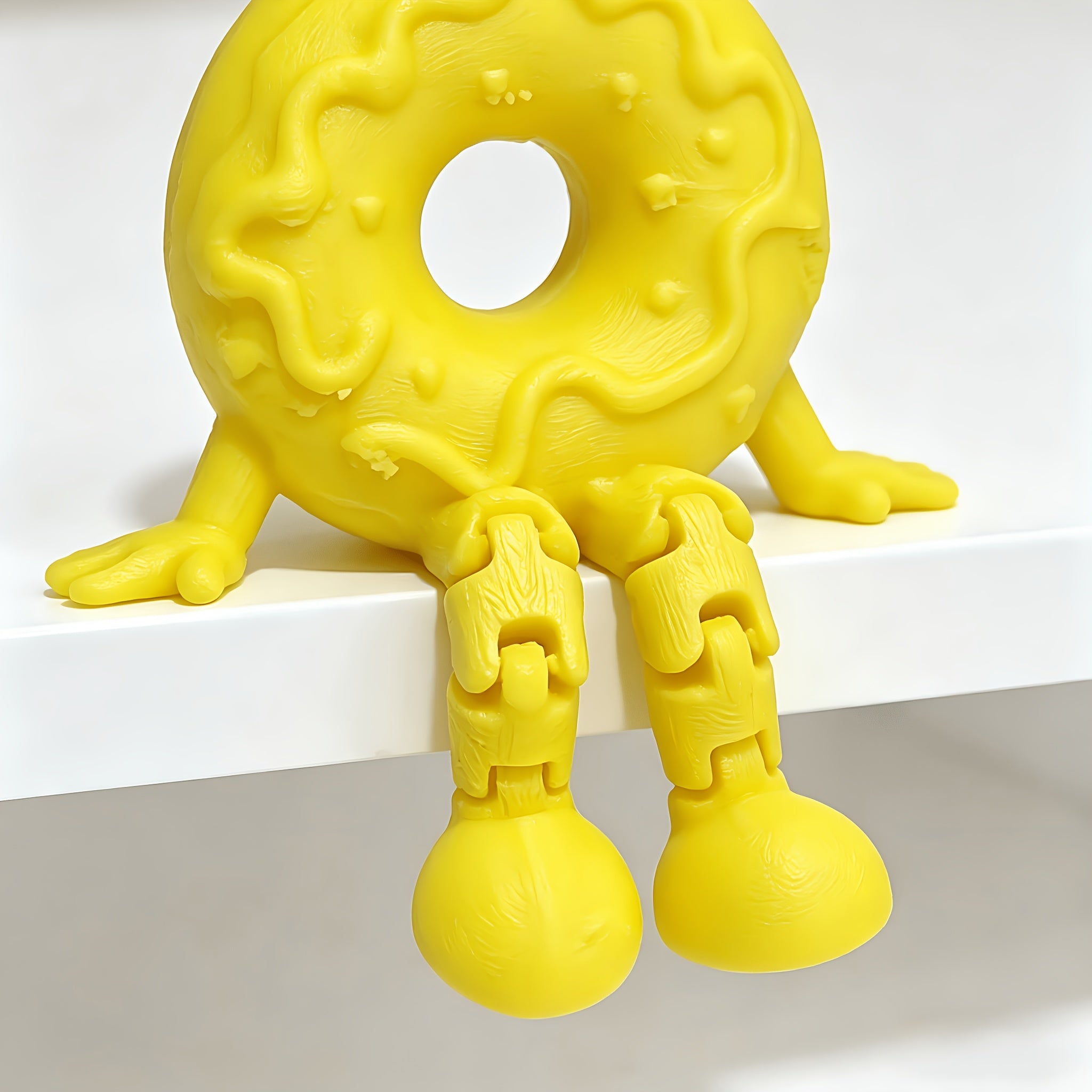 Tnessential Printed Yellow Donut Figure with Movable Joints 3D Decor